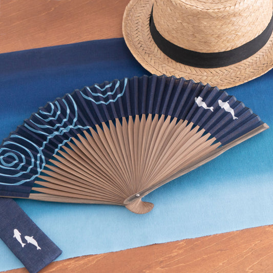 Calm and Deep Sensu Set Ayu Fish Swimming in Dark Blue