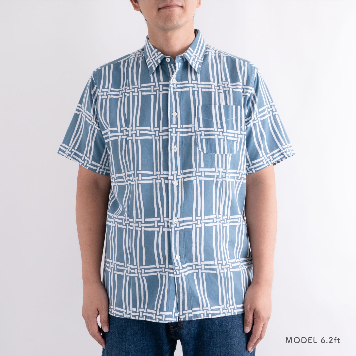 Tenugui Sarashi Shirt Lattice Sky Blue