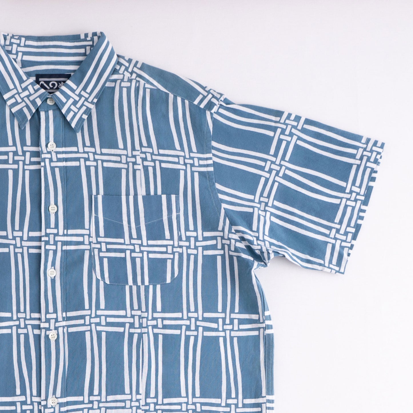 Tenugui Sarashi Shirt Lattice Sky Blue