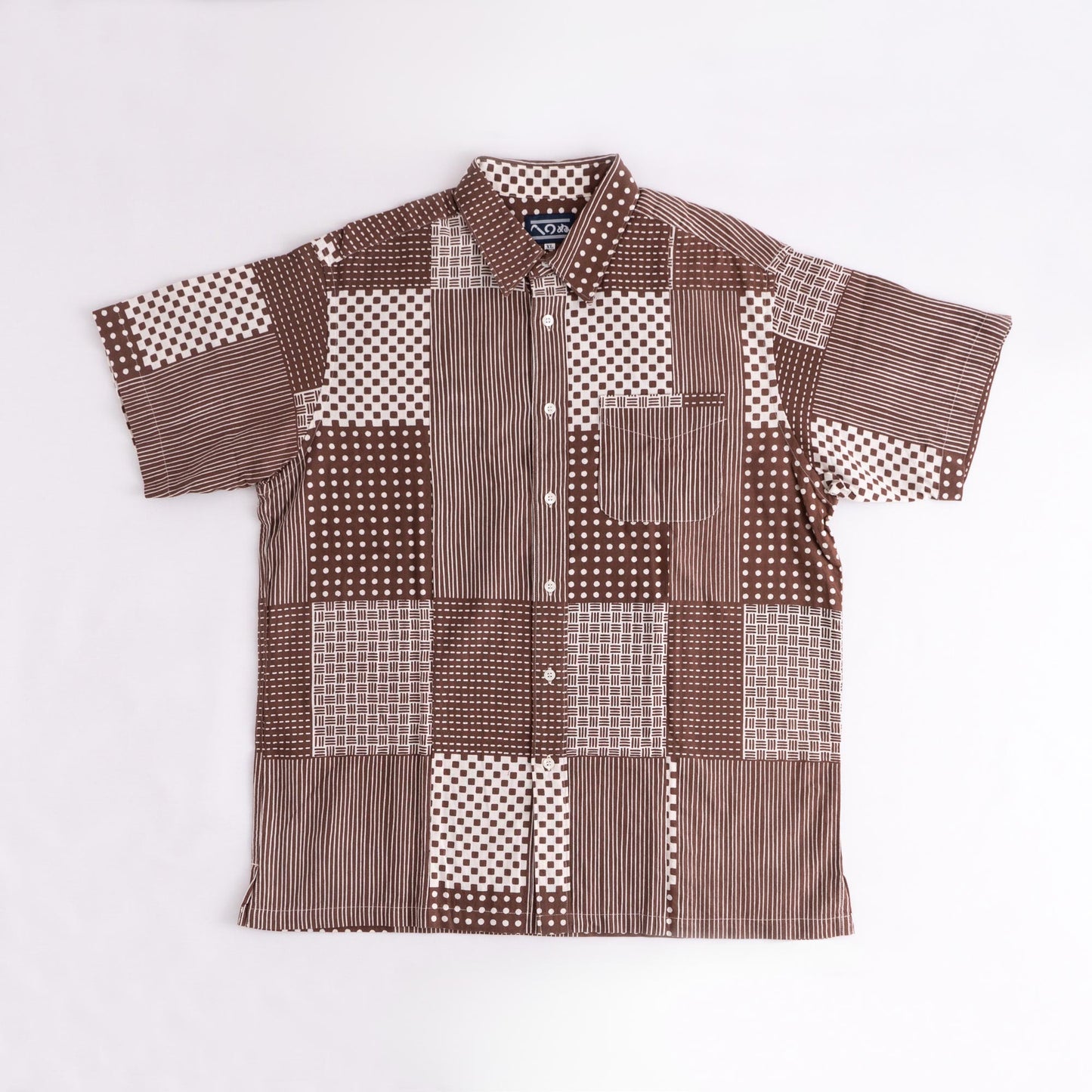 Tenugui Sarashi Shirt Japanese Patchwork Brown