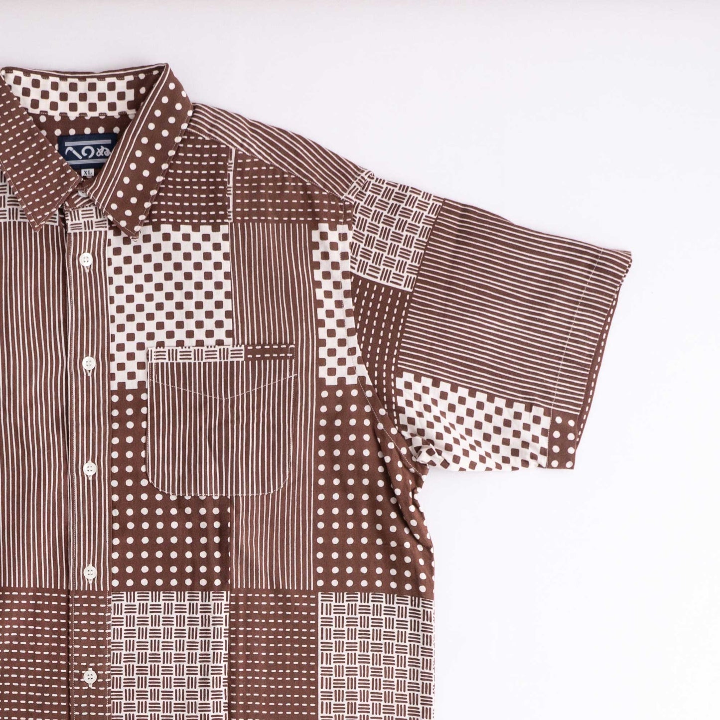 Tenugui Sarashi Shirt Japanese Patchwork Brown