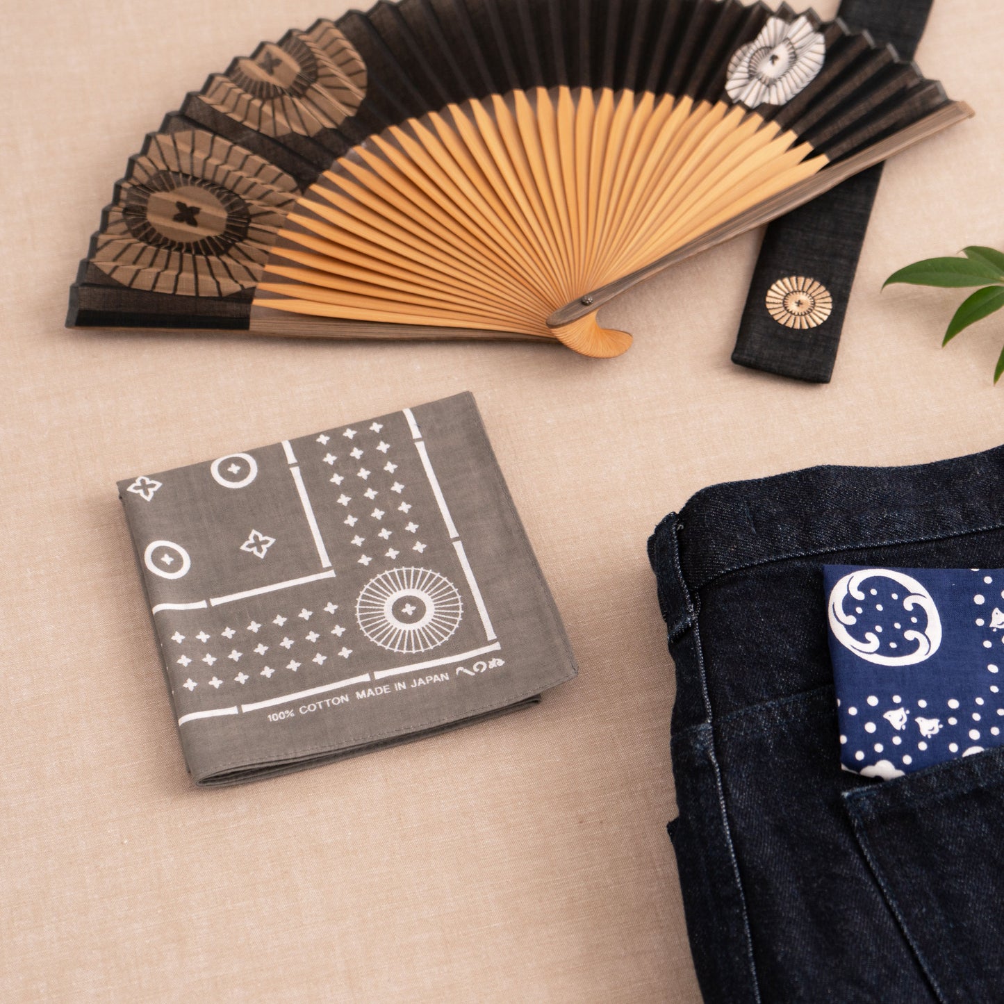 Japanese Classic Pattern Bandana Japanese Umbrella Ink black