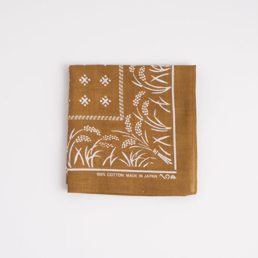 Japanese Classic Pattern Bandana Inaho Rice Golden brown