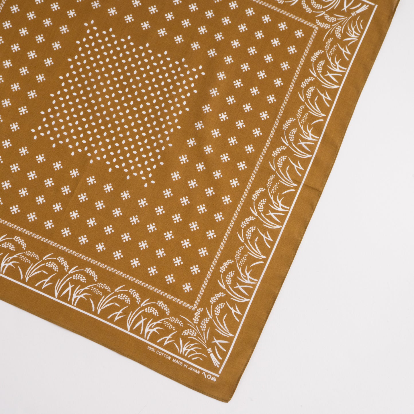 Japanese Classic Pattern Bandana Inaho Rice Golden brown