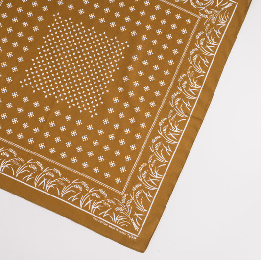 Japanese Classic Pattern Bandana Inaho Rice Golden brown