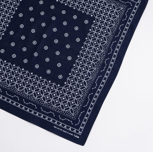 Japanese Classic Pattern Bandana Star  Deep indig