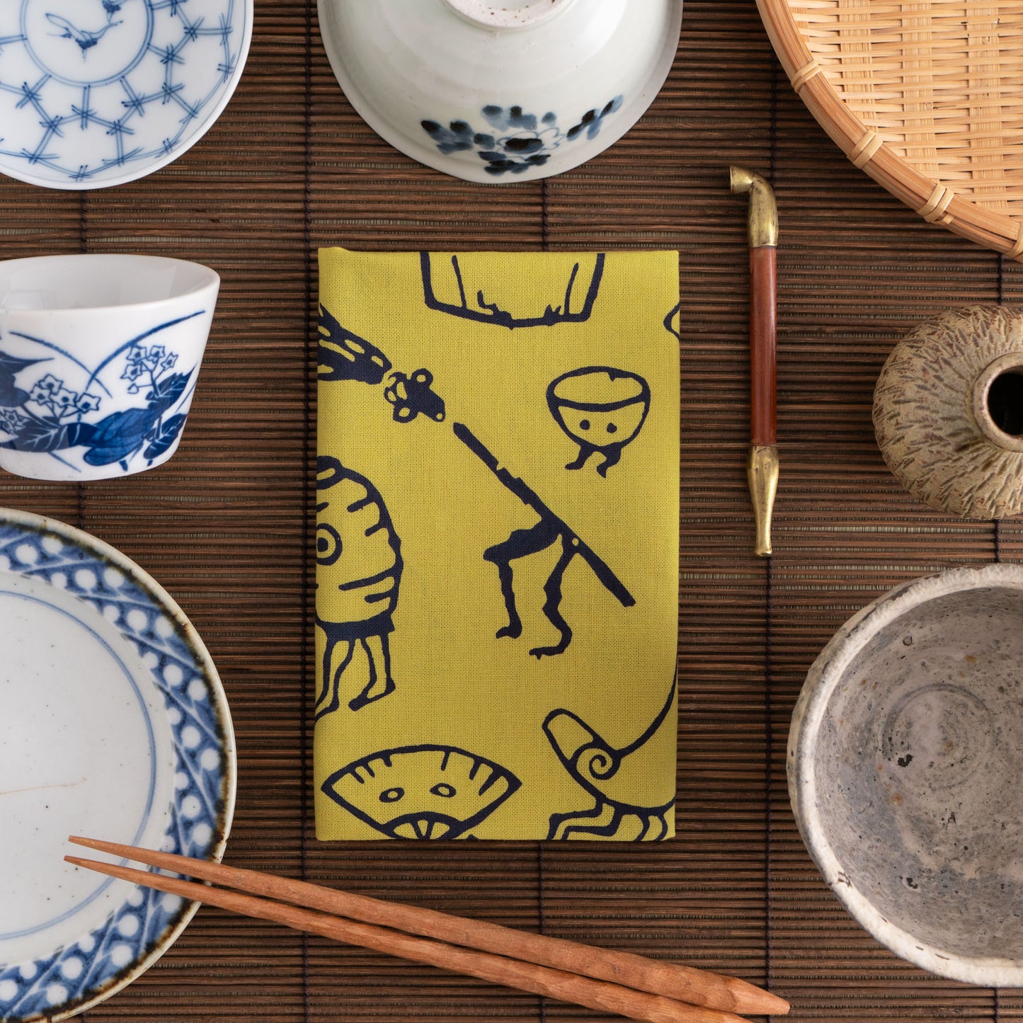 Spooky Tenugui Tsukumogami, Mustard Color