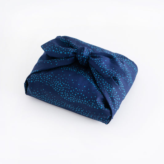 Ripple-Indigo Cotton Wrapping Cloth (FUROSHIKI) Medium