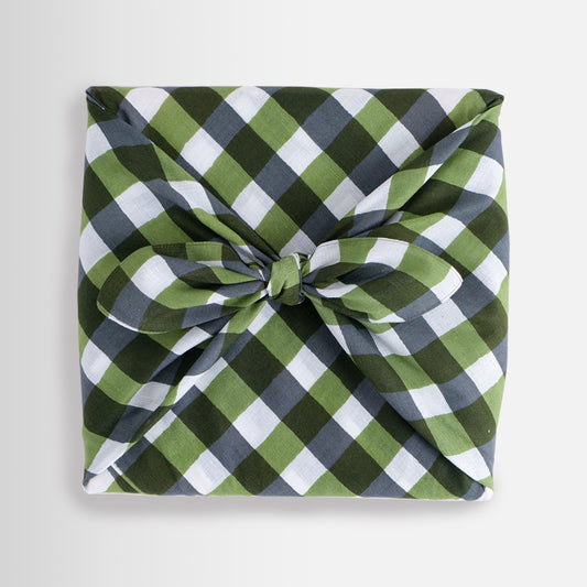 Check Cotton Wrapping Cloth (FUROSHIKI) FUWARI Medium