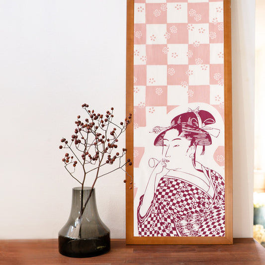 Young Lady Blowing on a Poppin TENUGUI