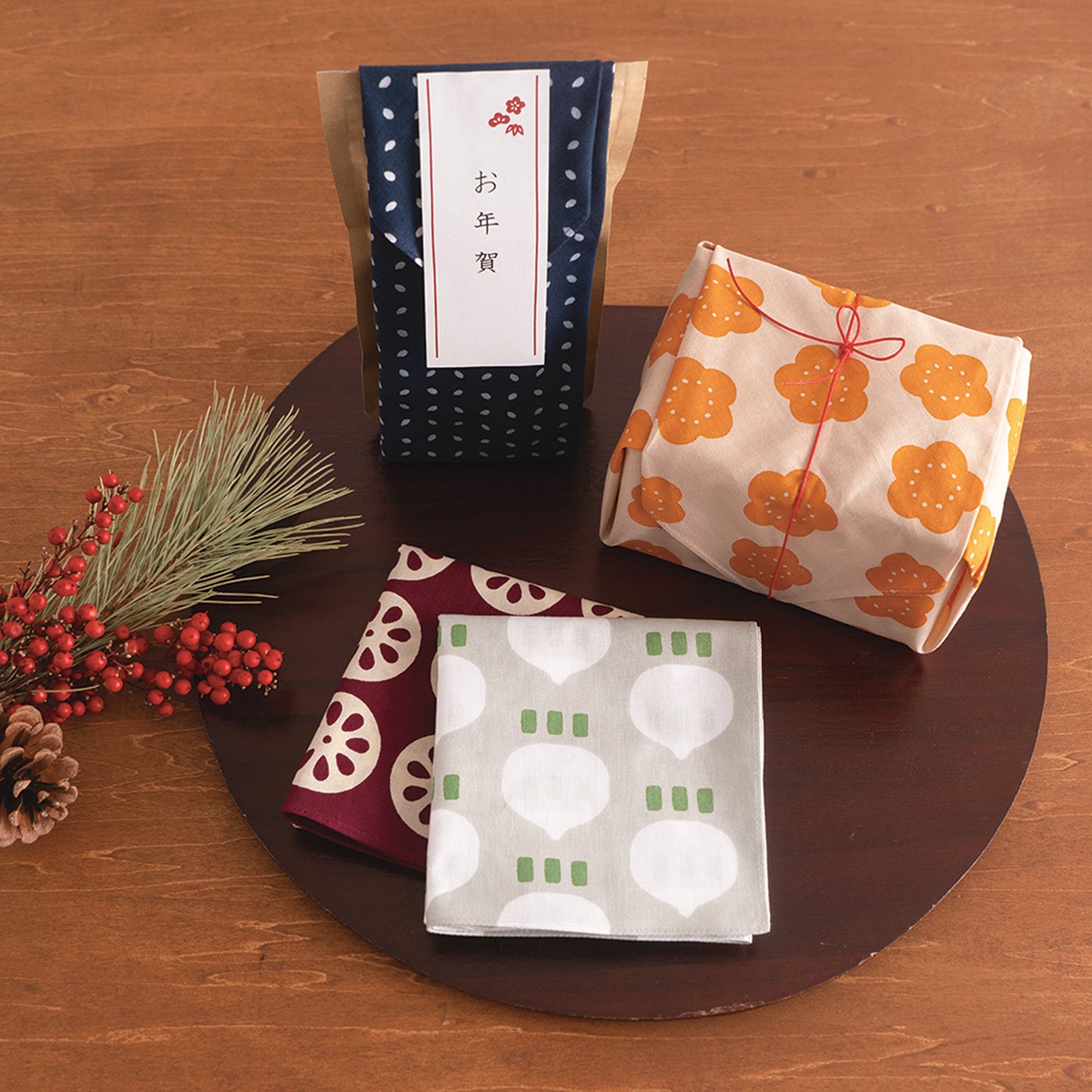 FUROSHIKI (Cotton Wrapping Cloth) Small Lotus Root
