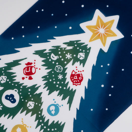 Japanese Christmas Tree – Blue Gradient TENUGUI
