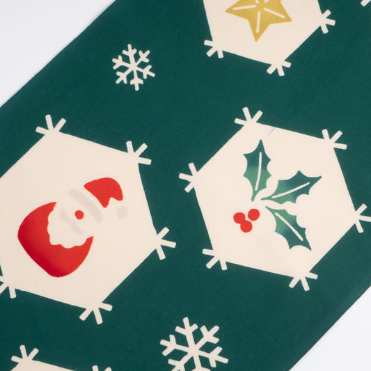 Christmas Snowflake Christmas Dark green TENUGUI