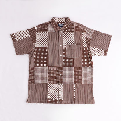 Tenugui Sarashi Shirt Japanese Patchwork Brown