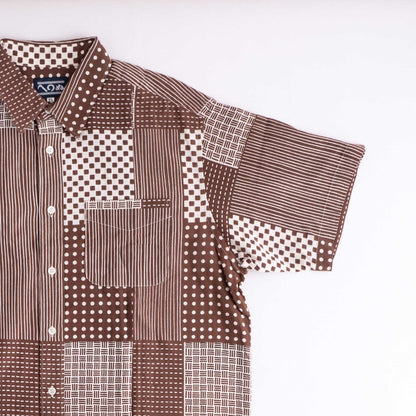 Tenugui Sarashi Shirt Japanese Patchwork Brown