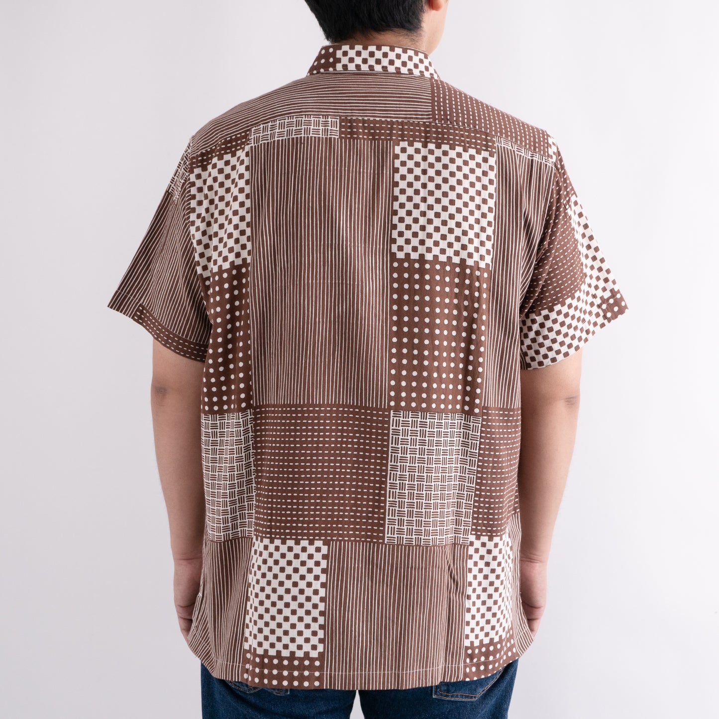 Tenugui Sarashi Shirt Japanese Patchwork Brown