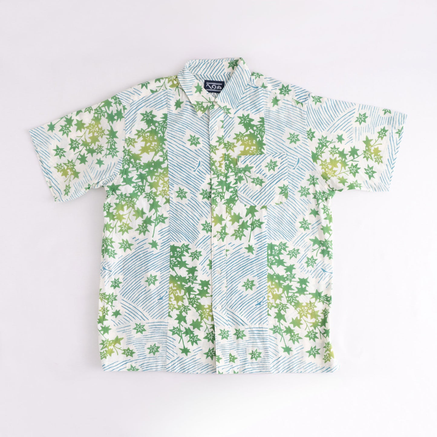 Tenugui Sarashi Shirt Green maple over stream