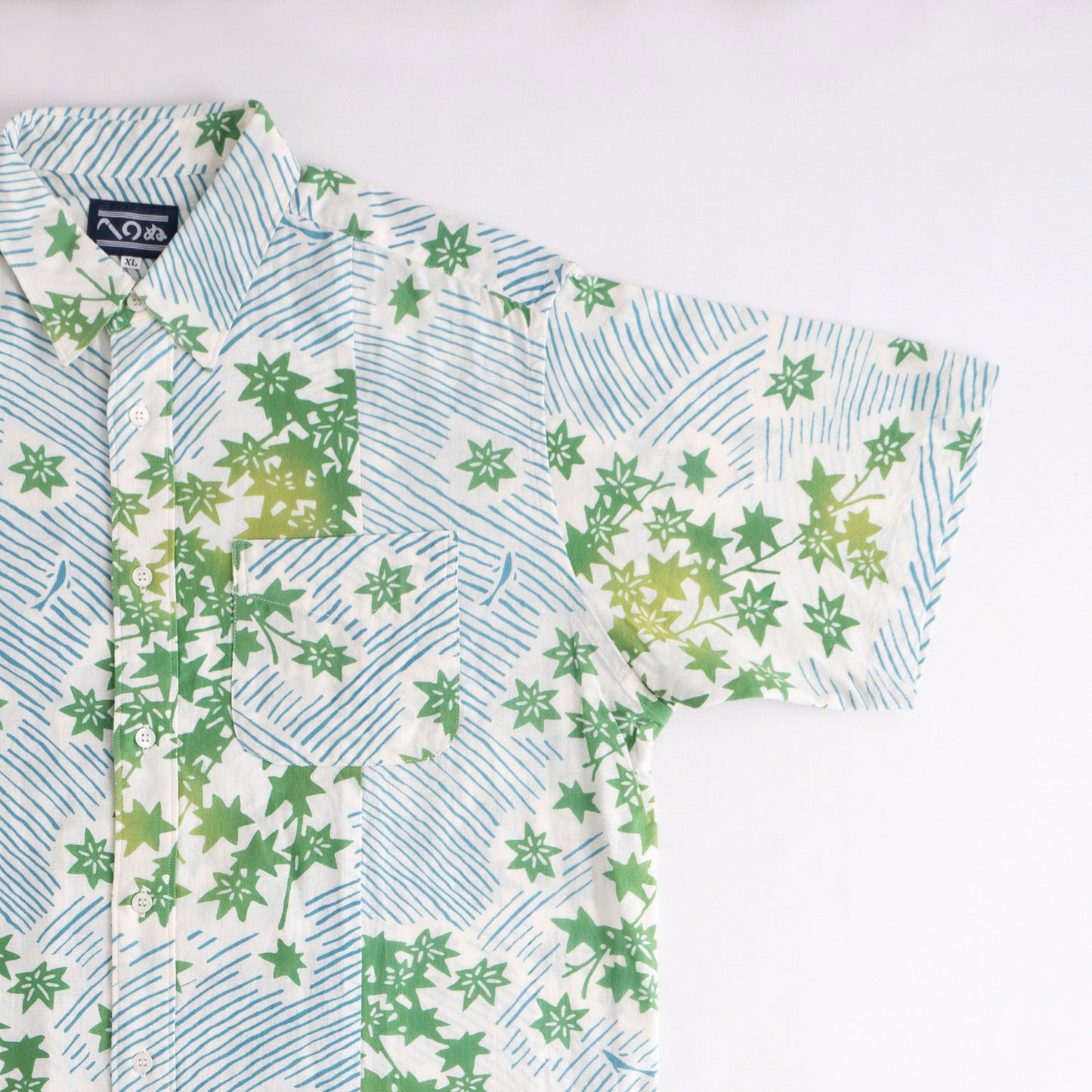 Tenugui Sarashi Shirt Green maple over stream