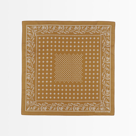 Japanese Classic Pattern Bandana Inaho Rice Golden brown