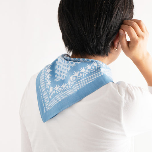 Japanese Classic Pattern Bandana Cut Glass Kiriko Gunjo Blue