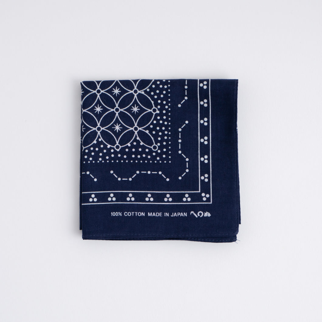 Japanese Classic Pattern Bandana Star  Deep indig