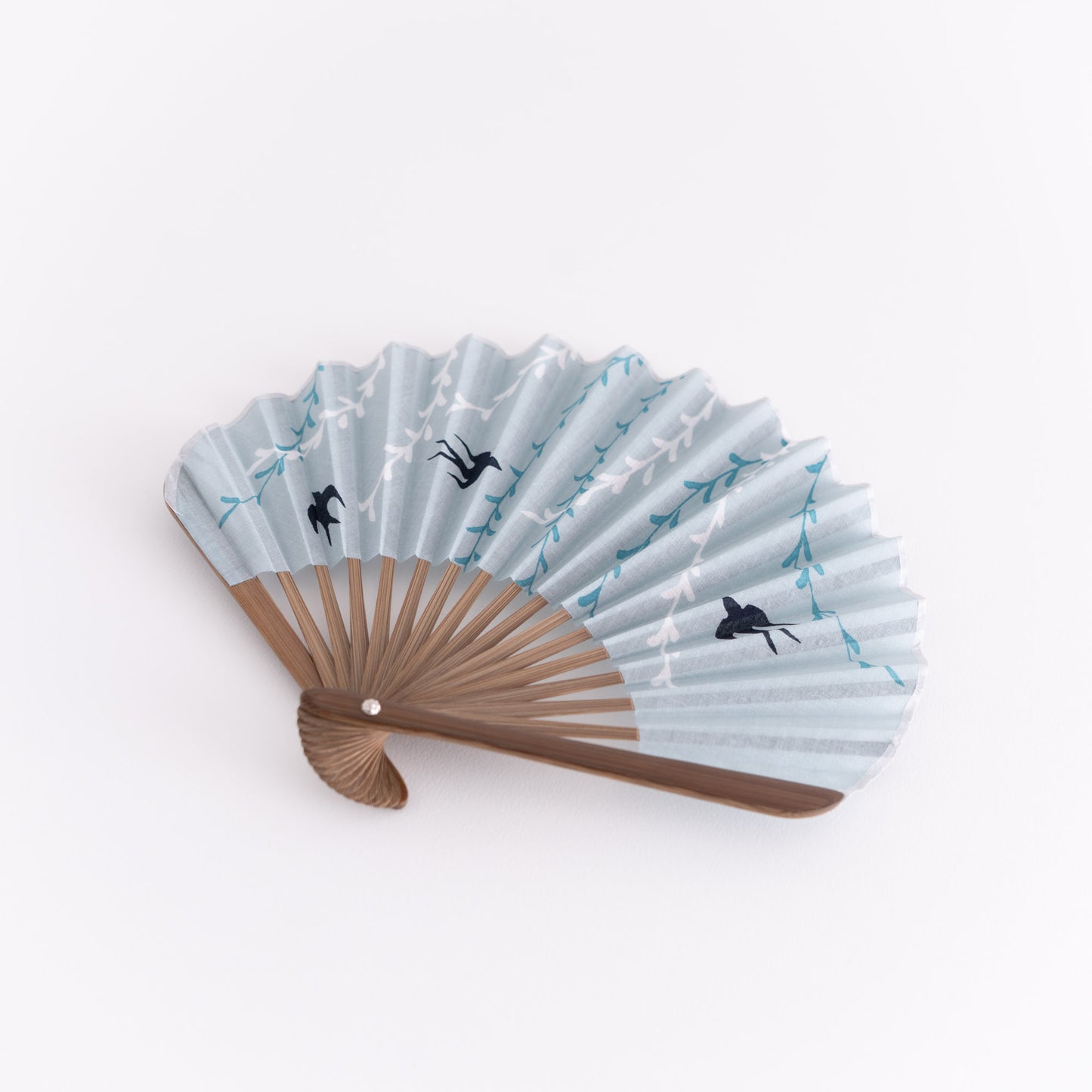 Mangetsu Sensu Set Swallows Flying in Willows