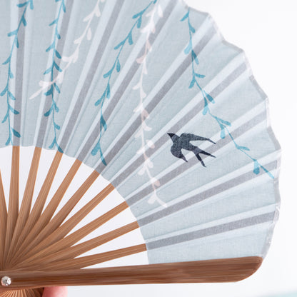 Mangetsu Sensu Set Swallows Flying in Willows