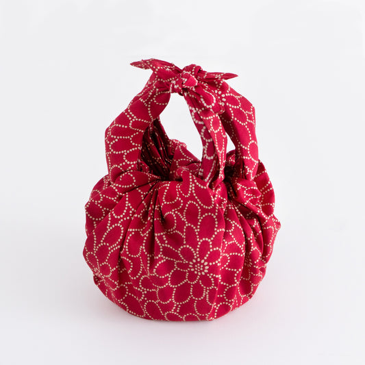 Chrysanthemum-Deep Red　 Cotton Wrapping Cloth (FUROSHIKI) Medium