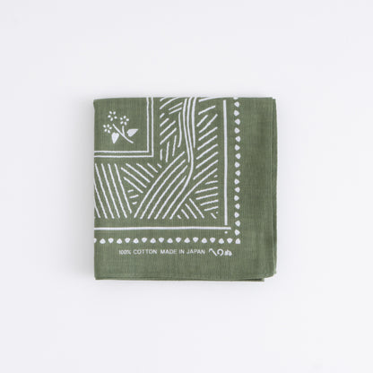 Japanese Classic Pattern Bandana Soba Pattern Bandana Old Bamboo Green