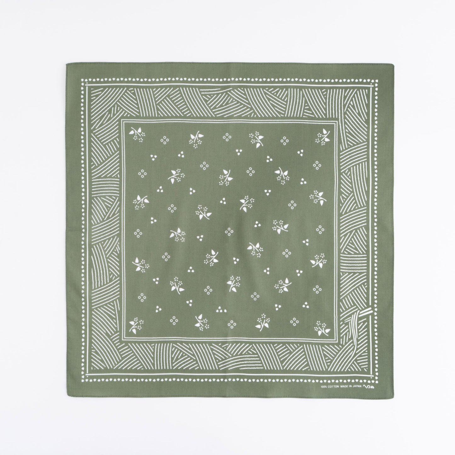 Japanese Classic Pattern Bandana Soba Pattern Bandana Old Bamboo Green
