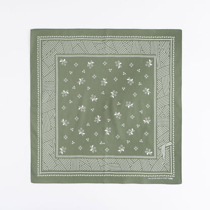 Japanese Classic Pattern Bandana Soba Pattern Bandana Old Bamboo Green