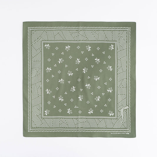 Japanese Classic Pattern Bandana Soba Pattern Bandana Old Bamboo Green