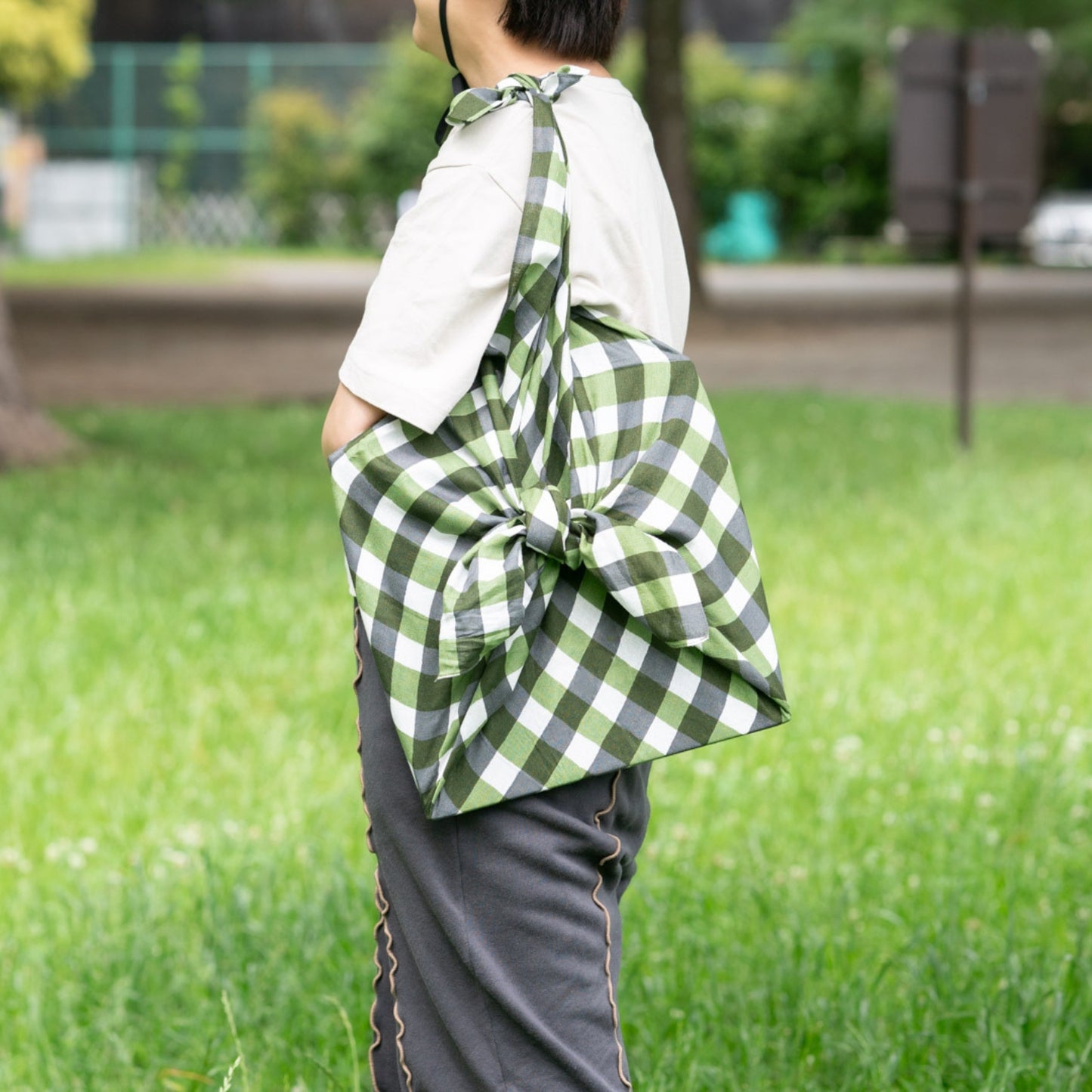 Check Cotton Wrapping Cloth (FUROSHIKI) FUWARI Large