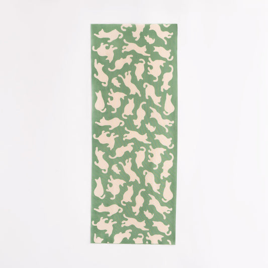 Cat Pattern Grass Green TENUGUI