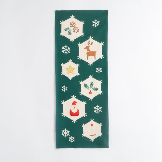 Christmas Snowflake Christmas Dark green TENUGUI